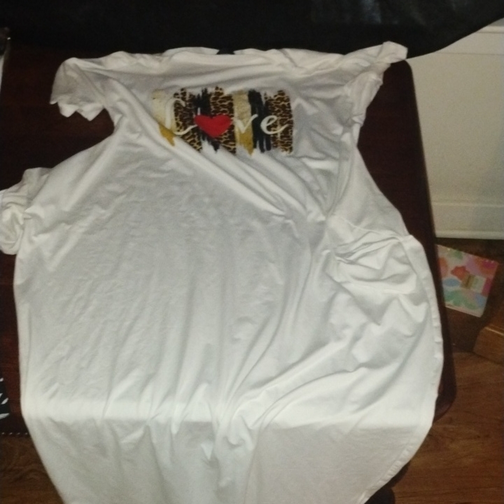 White T-Shirt with Love Graphic